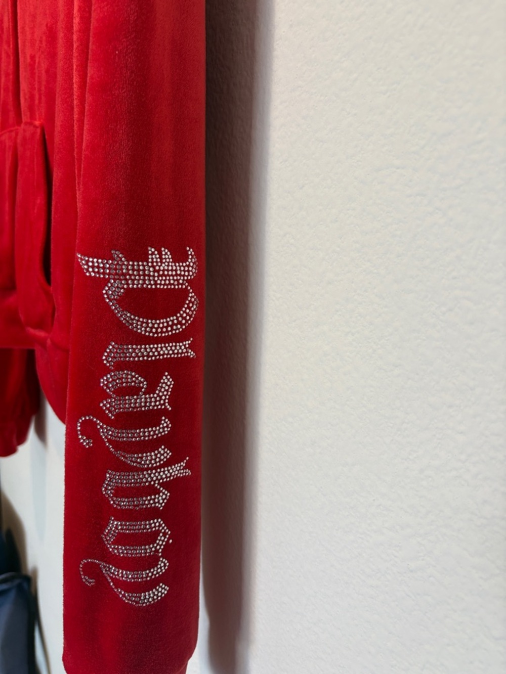 PLAYBOY Red Velour Hoodie Jacket - Picture 2 of 5